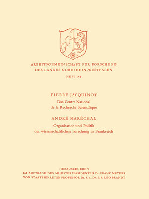 cover image of Das Centre National de la Recherche Scientifique / Organisation und Politik der wissenschaftlichen Forschung in Frankreich
